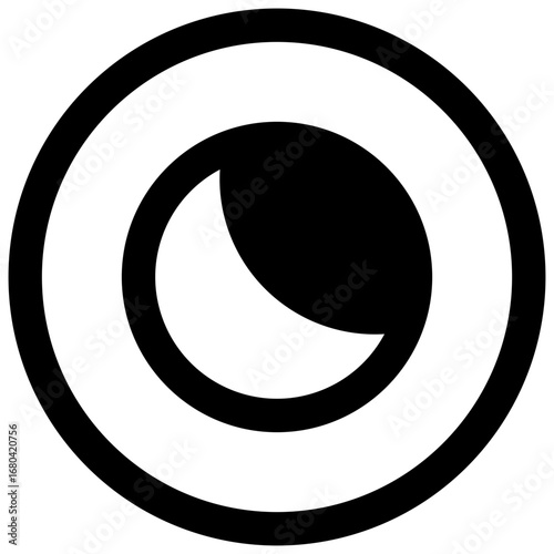 Moon. Outlined stroke vector icon with black-filled details.