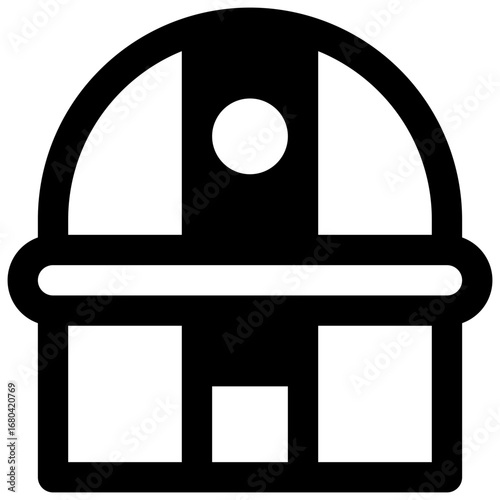Observatory. Outlined stroke vector icon with black-filled details.
