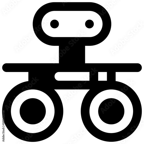 Planetary rover. Outlined stroke vector icon with black-filled details.