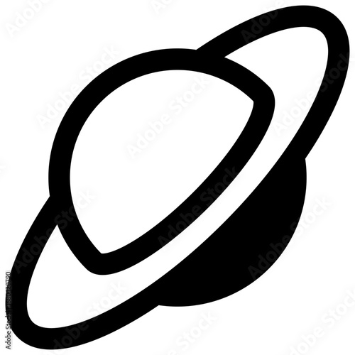Planetary ring. Outlined stroke vector icon with black-filled details.