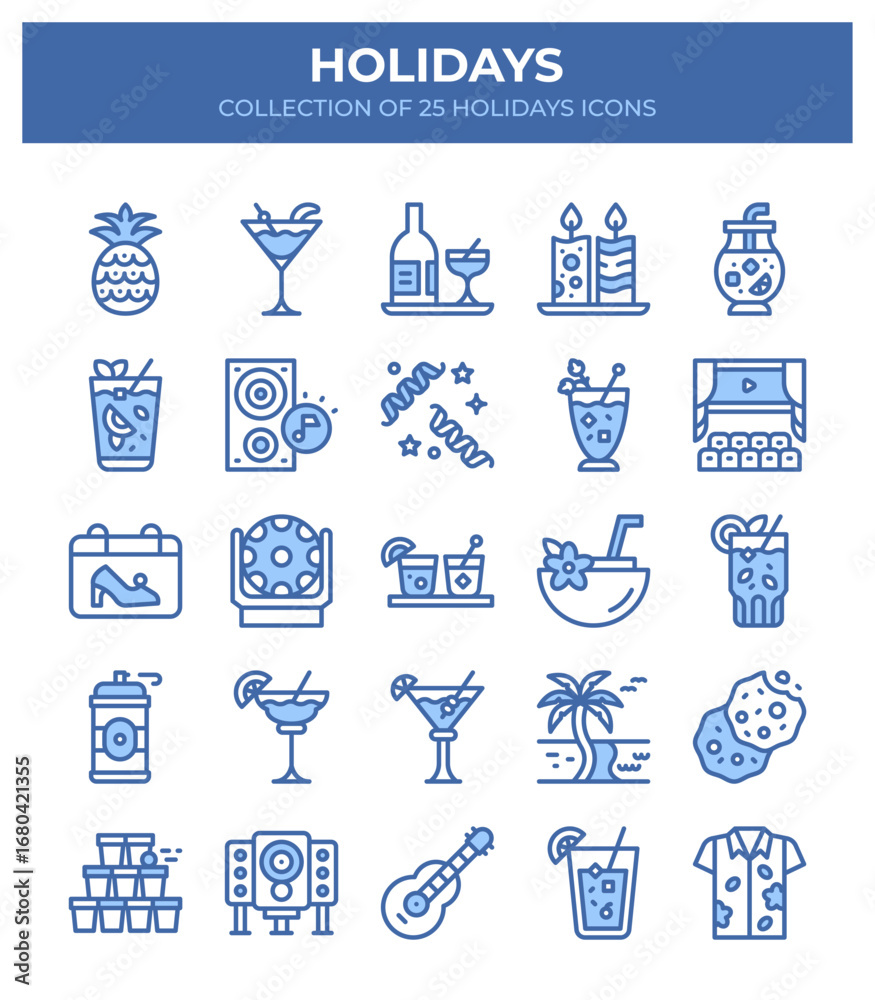 Naklejka premium Holidays. A Collection of 25 Festive Icons
