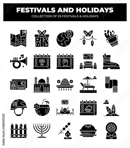 Collection of 25 Festivals and Holidays. Global Celebrations and Traditions