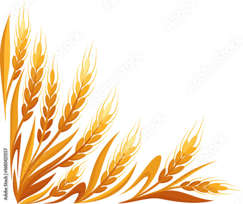 Wheats and ribbon. Vector frame. Isolated decoration element.