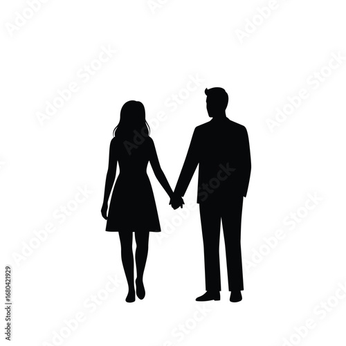 Wallpaper Mural Silhouette Couple Holding Hands, Romantic Stroll Torontodigital.ca