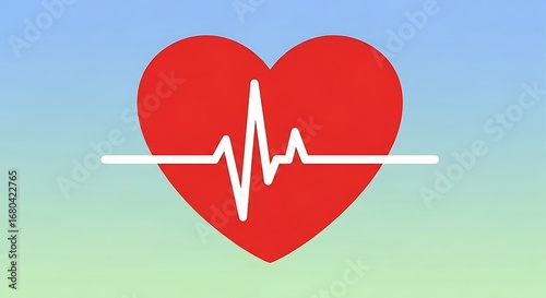 Heart Health and Medical Illustration with EKG Signal for Healthcare Concepts