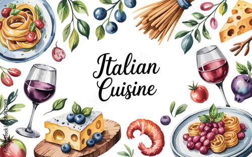 A beautifully framed composition featuring classic Italian cuisine elements. 