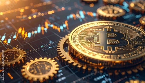 Wallpaper Mural Data hi tech, mechanical technology Computer Generated Digital Currency and Exchange, Generated with AI. Torontodigital.ca