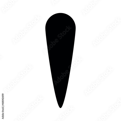 Black apostrophe silhouette, minimal punctuation mark on white background isolated