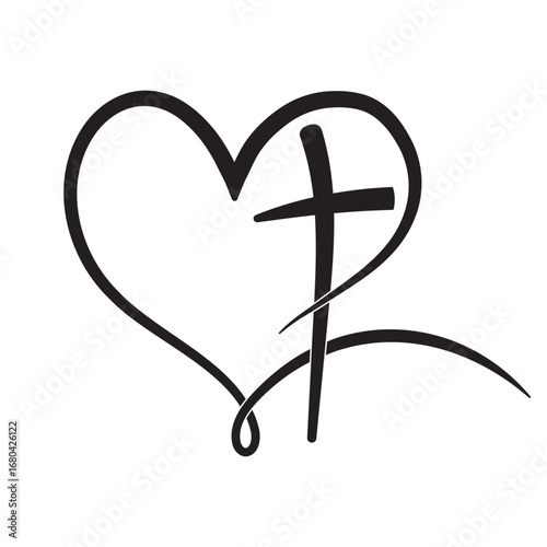 Christian cross heart symbol of faith love hope unity grace