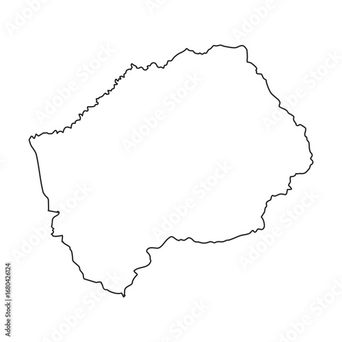 Lesotho map outline, black ...