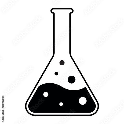 Erlenmeyer flask with bubbles chemistry science lab experiment illustration
