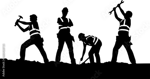 Construction Worker Silhouette SVG | Builder Clipart Bundle