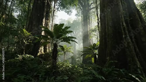 Wallpaper Mural Lush Rainforest Scene: Sunlight Streaming Through Dense Foliage. Torontodigital.ca