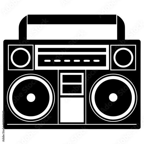 Black and White Retro Boombox Radio