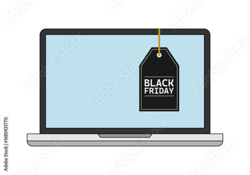 Portátil con etiqueta negra de black friday 