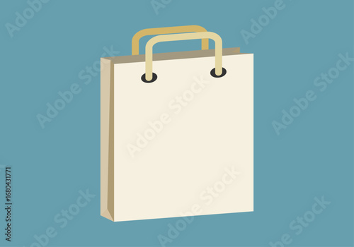 Bolsa de papel blanco en fondo azul