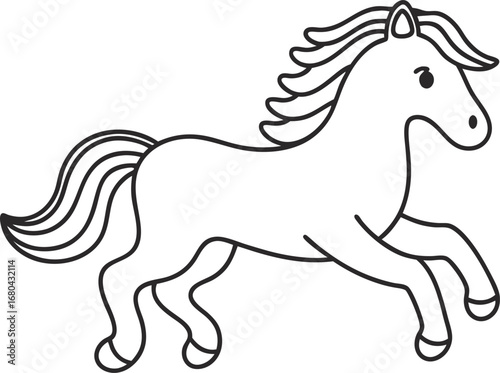 Illustration of a running horse, showcasing its graceful movement and elegant form in a simple yet captivating design