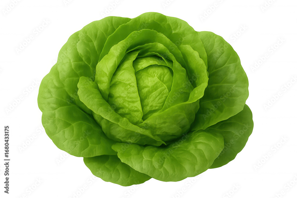 Obraz premium Vibrant green lettuce head, isolated on a transparent background, ideal for food and health-related projects