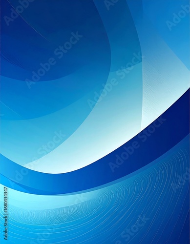 A dynamic abstract design featuring flowing, layered shades of blue, accented by subtle texture lines.