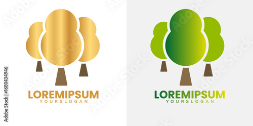 Forests-gold and green icon logo design Vector Concept of a stylized