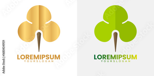 Plant-gold and green icon logo design Vector Concept of a stylized