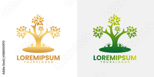 Tree-gold-icon-logo-design Vector Concept of a stylized