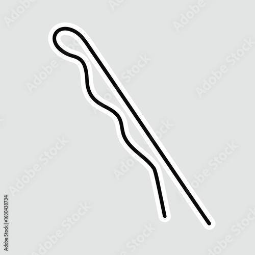 Simple Bobby Pin Vector Sticker. A minimalist vector illustration of a bobby pin. This clean and simple design is ideal for themes related to beauty, hair care, fashion, and accessories
