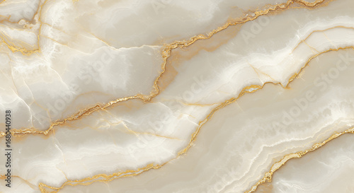 Marble Surface with Elegant Cream and Gold Veins for Luxury Interior Design