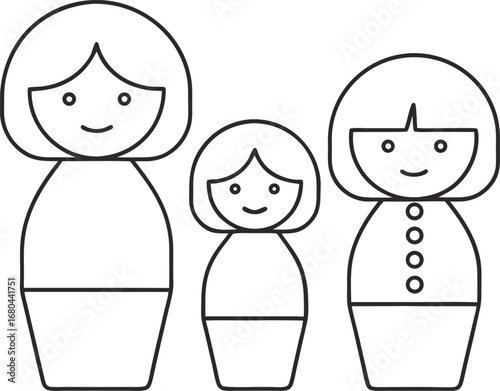 Illustration of a set of russian nesting dolls, symbolizing family, tradition, and cultural heritage