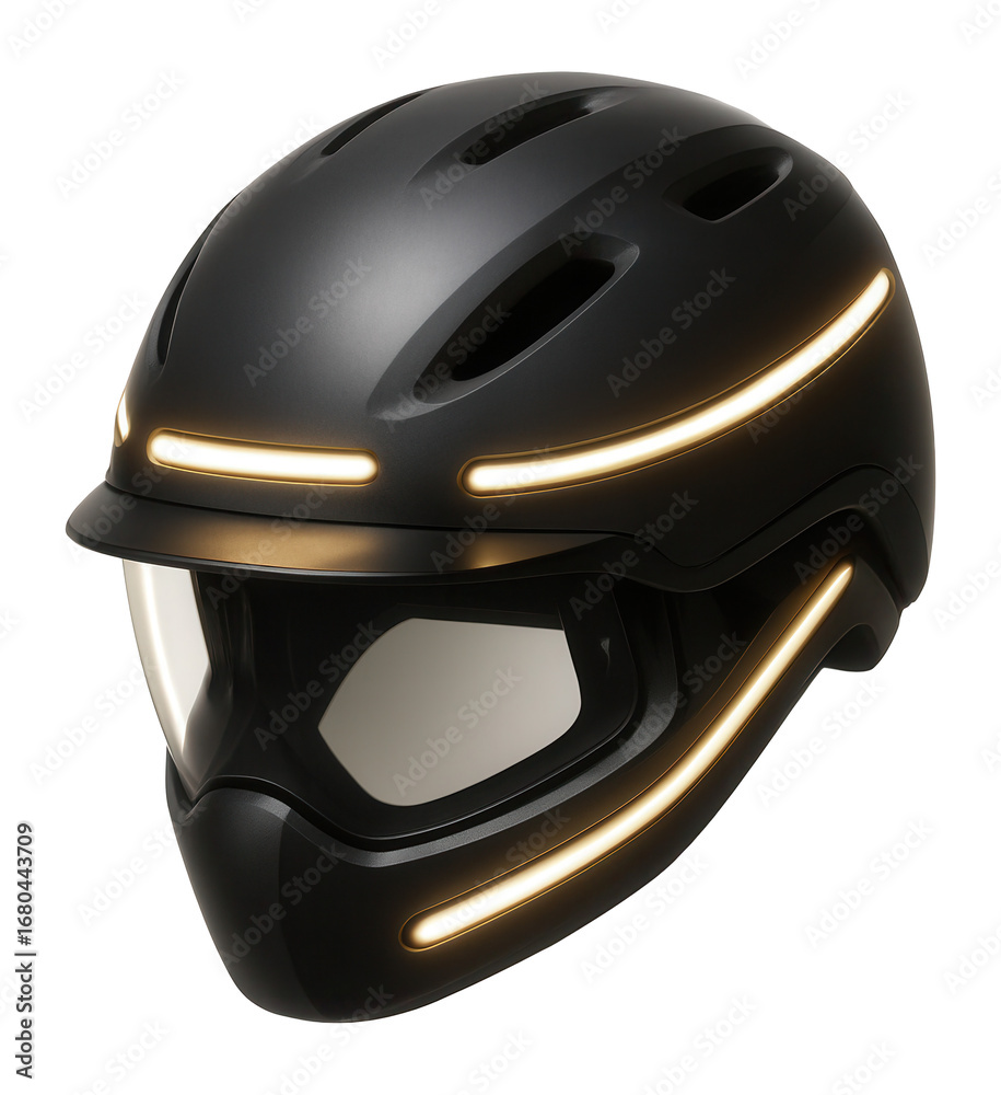 Fototapeta premium Helmet with integrated LED lights for increased visibility