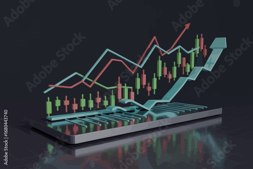 business graph with arrow