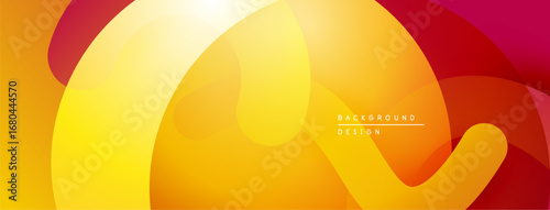 Abstract fluid shapes, vibrant colors blend. Yellows, oranges, reds create dynamic composition. Modern design element for backgrounds.