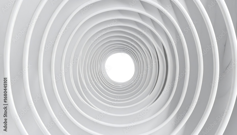 Fototapeta premium Abstract white concentric circles creating a tunnel effect
