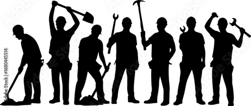 Building Tomorrow - Construction Workers Silhouette Vector