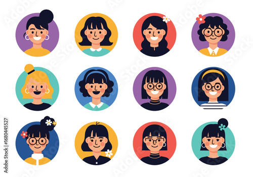 Diverse women portraits showcase individuality and modern style with vibrant, friendly expressions