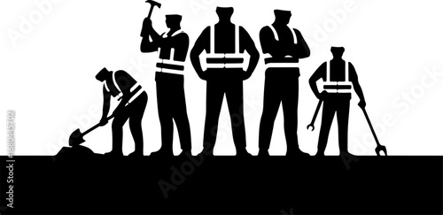 Building Tomorrow - Construction Workers Silhouette Vector