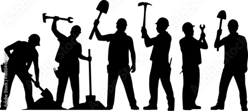 Building Tomorrow - Construction Workers Silhouette Vector