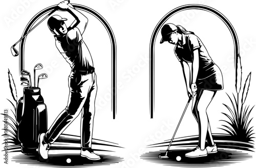 Golf, "Swing in Harmony"  Vector
