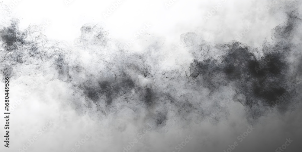 Fototapeta premium Abstract black smoke on white background creating dynamic artistic pattern