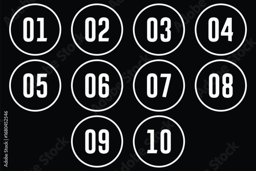 Set of numbers . Number circles set1 to 10 . Set of Round 1-10 numbers icon for education. vector illustration.