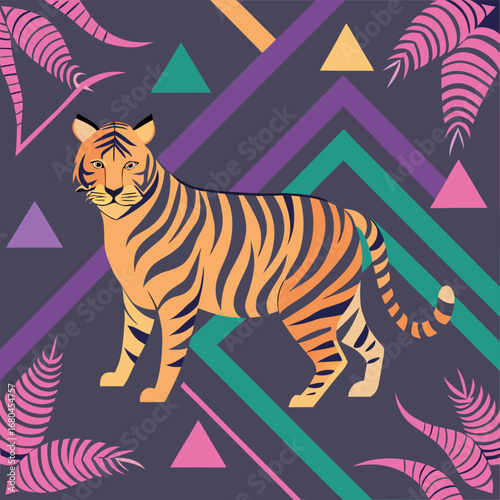 “Seamless Maximalist 90s Neon Tiger and Zebra Animal Print Vector Pattern”