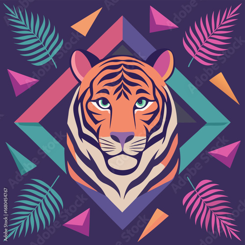 “Seamless Maximalist 90s Neon Tiger and Zebra Animal Print Vector Pattern”