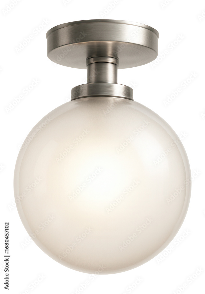Fototapeta premium Round glass ceiling lamp with metal fixture