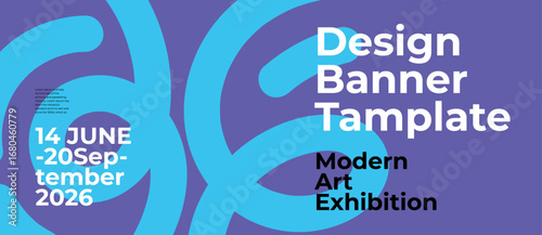 Abstract modern art exhibition banner templates with bold geometric shapes, wavy lines and bright colors. Contemporary banner design for events, flyers, promotions and advertising.