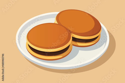 dorayaki on a plate illustration