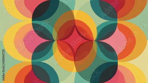 Retro 70s abstract background vector illustration with vibrant geometric shapes, warm vintage color palette, and groovy psychedelic design for retro art, nostalgic wallpaper, and vintage graphic proje