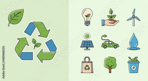Eco friendly sustainability and renewable energy resources vector illustration for green environment concept