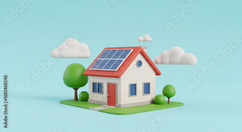 Solar panel installation for home energy efficiency and renewable power generation for sustainable living