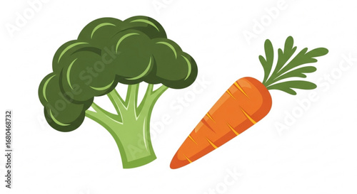 Broccoli and carrot healthy food vegetables nutrition diet vegan vegetarian raw organic fresh food illustration 100
