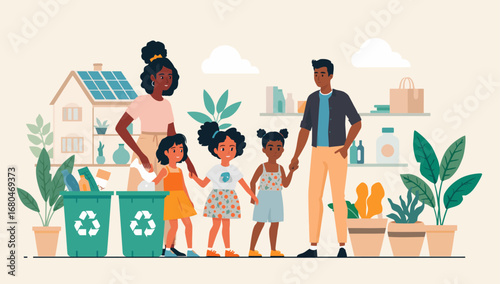 Family Recycling Together, Promoting Environmental Awareness and Sustainability.